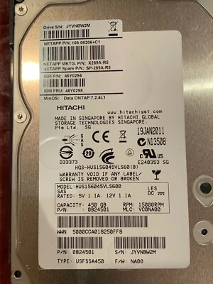 X289A-R5 NETAPP 450GB 46Y0294 15K SAS 3.5 HARD DRIVE 46Y0295 64MB - Image 1 of 2