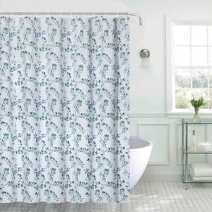 Regal Home White Fabric Shower Curtain: Nature Leaf Print Design - Picture 1 of 1