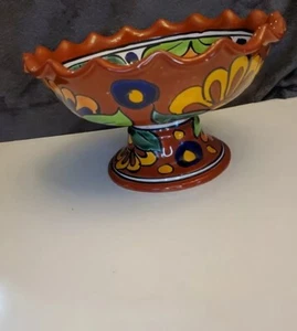 Unmarkierte Schale mexikanische Keramik/Herzstück/Obst Servierschale/Sockel - Bild 1 von 8