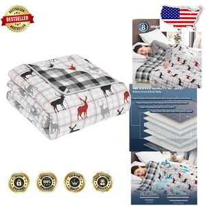 Durable Weighted Blanket for Adults - 60"x80" Grey Plaid - Machine-Washable - Picture 1 of 10