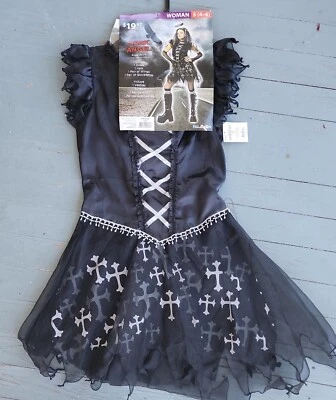 Fantasia de anjo gótico escuro/zumbi adulto Halloween role play pequena 4-6 - Imagem 1 de 4