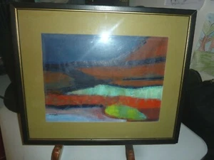 Original Abstrakter Impressionist Monoprint von Lena Marchi "Maine Coastline" 1965 - Bild 1 von 12