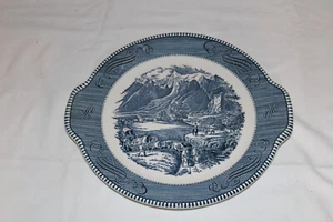 Plato de pastel Currier & Ives 11,5" con mango "Las Montañas Rocosas" China Real  - Imagen 1 de 3