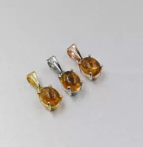 Citrino Pietra Naturale Ciondolo Sterling 925 Argento Stile Bohemien Vintage - Foto 1 di 11