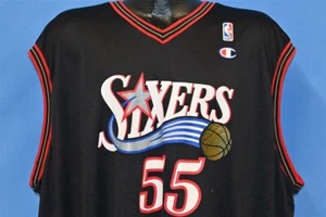 vintage Y2K PHILADELPHIA 76ERS DIKEMBE MUTOMBO #55 JERSEY t-shirt BASKETBALL 2XL - Picture 1 of 9