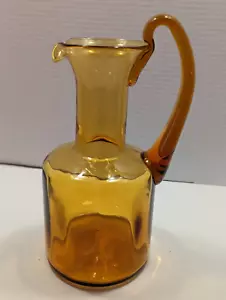 Vintage Blenko 6511 Glass Pitcher in Honey Amber 1960's 10" Tall - Picture 1 of 6