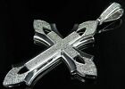 1Ct Round Cut Real Moissanite Cross Men's Pendant 14K White Gold Plated Silver