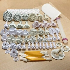 68 pcs Sugar craft Cake Cookies Fondant Plunger Decorating Cutters Tools Mold - Picture 1 of 3