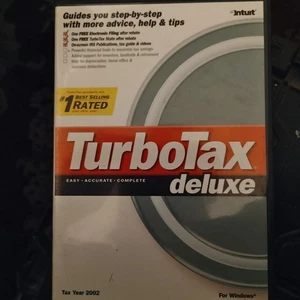TurboTax Deluxe año fiscal 2002 para Windows guía de inturtas IRS reembolso herramientas nuevas ARCHIVO - Imagen 1 de 2