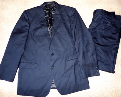 Mens USA Jos A Bank Reserve Italy wool navy blue 2pc suit coat 46L pants 40x30.5 - Image 1 of 4