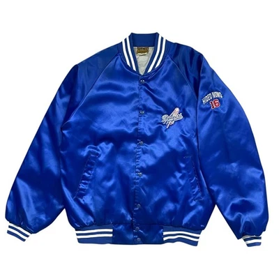 CHAQUETA BOMBER RARA DE COLECCIÓN AÑOS 90 MLB LOS ANGELES DODGERS HIDEO NOMO #16 NUEZ MOSCADA SATINADA L Foto 1 de 4