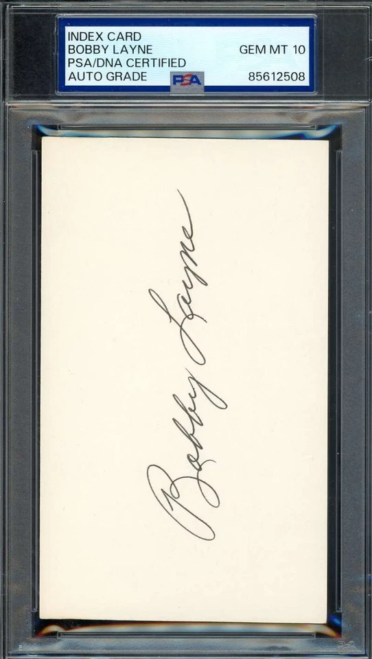 Tarjeta de índice autografiada por Bobby Layne Gem Mint 10 PSA ADN firmada 3x5 Foto 1 de 1