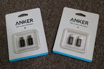 Anker Adapter USB-C to Micro USB Adapter -  Two 2-Packs - Brand New In Package - Image 1 of 2
