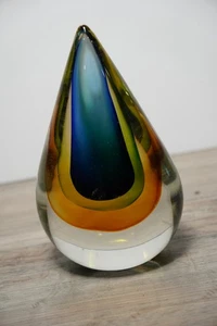Art Glass Colored Decorative Table Top Teardrop Decor / Paperweight - Picture 1 of 3