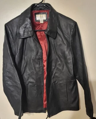 Worthington Black Leather Full Zip Lined Leather Jacket Women’s Size Extra Large - Image 1 of 4