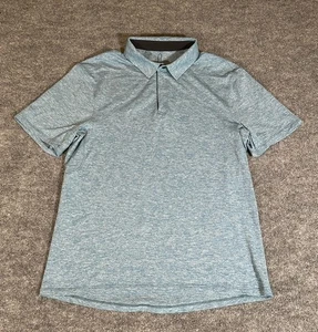 Lululemon Drysense Polo Mens M ? Blue Heathered Short Sleeve 1/4 Zip Polo Shirt - Picture 1 of 6