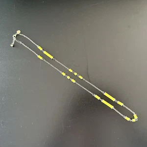 Liz Claiborne Signed Vtg Necklace GoldTone Chain Yellow Enamel Necklace 28” - Picture 1 of 15