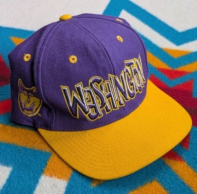 Vintage Washington Huskies Hat Graffiti Script Husky Cap Pro Fitted  7 3/8 - Image 1 of 4