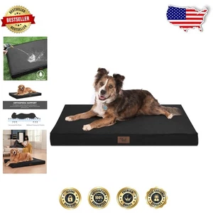 Cama ortopédica negra para perros grandes - impermeable y lavable - Imagen 1 de 8