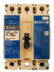 EATON - CUTLER HAMMER FD3070 70 Amp 25kA @480V Disyuntor de 3 polos - Imagen 1 de 1