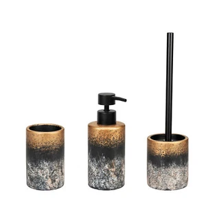 WENKO Bad Accessoire Lacona Seifenspender Zahnputzbecher WC Garnitur 3 teilig - Bild 1 von 5