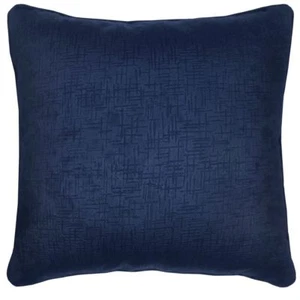 2 X DARK NAVY BLUE SOFT TOUCH TEXTURED GRAIN PIPED 18" CUSHION COVER £10.95 PAIR - Picture 1 of 2