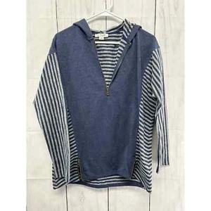 Simply Noelle Fleece Stripe and Jersey Knit Hooded Batwing Sweater EUC Medium - Picture 1 of 5