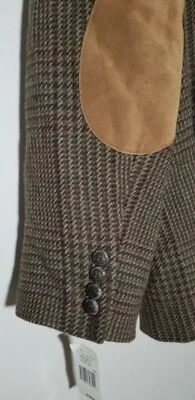 RALPH LAUREN Womens 20 Plaid JACKET Elbow Patch Wool Blend BLAZER Peacoat Suit - Image 1 of 4