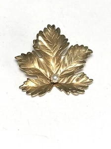 Winard 1/20 12k Gold Filled Brooch Pin Pearl Leaf Estate Vintage - Picture 1 of 6