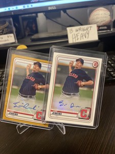 2020 Bowman Liam Jenkins Prospect Paper Autograph Base + /50 Gold  Indians