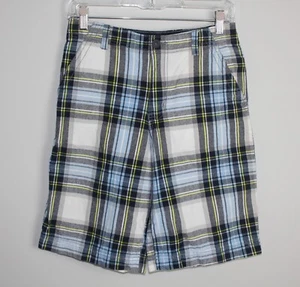 FADED GLORY Boy's Blue Plaid Bermuda Shorts SZ 14 100% Cotton Pockets Zip EUC - Picture 1 of 7