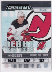 2019-20 Upper Deck Credentials Debut Ticket Access Acetate Nikita Gusev RC /99