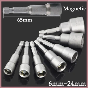 Magnetic Hex Socket Sleeve Drill Bits Adapter Electric Nut Driver Shank 6mm~24mm - Picture 1 of 24