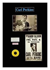 CARL PERKINS matt signierte geschnittene Karte BLAUE WILDLEDERSCHUHE gerahmt zum Aufhängen bereit - Bild 1 von 3