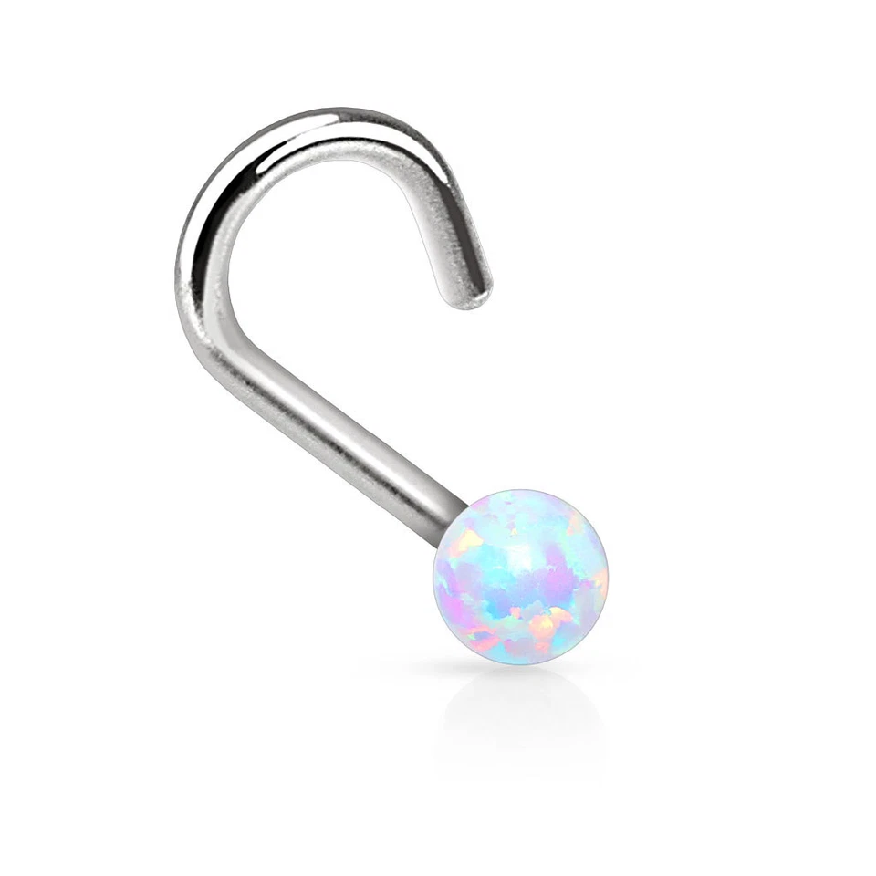 Anillo de perno prisionero nariz piedra ópalo de 2 mm acero quirúrgico 316L 1 pieza 18 g o 20 g  Foto 1 de 1