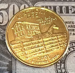 2001 P Washington Quarter - Kentucky - 24 Karat Gold Plated - Picture 1 of 2