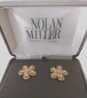 Pendientes Nolan Miller's Glamour Collection Bonitos Pave' Flor Tono Dorado! Foto 1 de 4