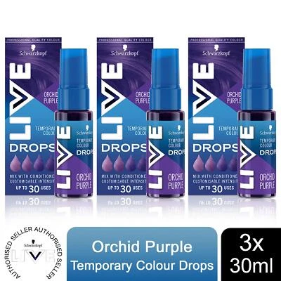 Schwarzkopf LIVE Colour Drops Semi-Permanent Hair Dye, Orchid Purple 3 Pack - Image 1 of 4