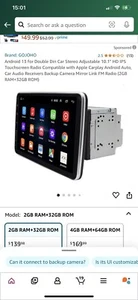 Autoradio 10.1" Doppio 2 Din Android 13 Touch Screen GPS WIFI BT Carplay - Foto 1 di 16