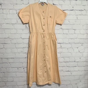 Maxi abito donna vintage anni 80 Mods 12 tasche arancioni vita bassa bottoni raro - Foto 1 di 4