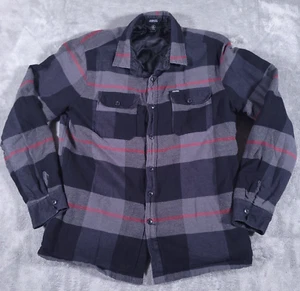 Volcom Trademan Plaid Flannel Taffeta Quilt Lined Shirt Mens L Gray Black Red - Picture 1 of 9