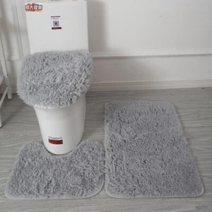 Bathroom Bath Mat Contour Rug Set with Toilet Lid Covers Home Decoration 3 Piece - Picture 1 of 20