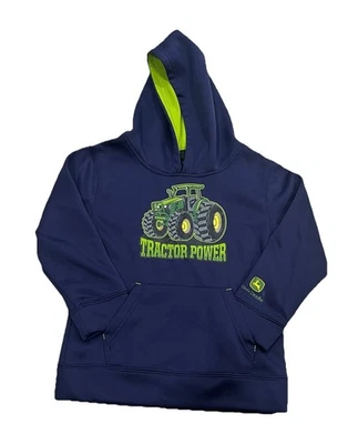 John Deere  Tractor Power Green Hoodie Pullover Hoodie Size 7T Blue - Image 1 of 3