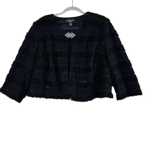 R&M Richards Jacket Womens 1X Black Textured Boucle Sequin Formal Evening Blazer - Picture 1 of 18