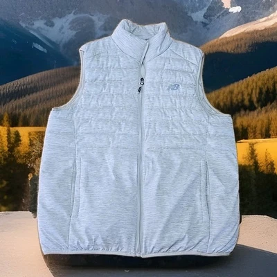 New Balance Puffer Vest Mens Size Medium Quilted Heather Gray Winter Coat - Image 1 of 4