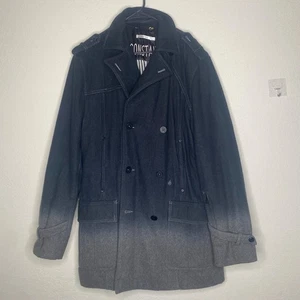 Volcom Wool Blend Peacoat Mens Large Gradient Gray Double Breasted Quilted Lined - Picture 1 of 16