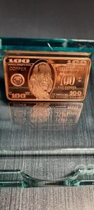 1 TROY OUNCE .999 FINE COPPER BULLION-ONE HUNDRED DOLLARS-IN GOD WE TRUST-USA - Picture 1 of 2