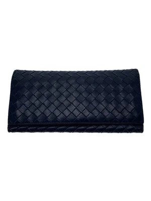 BOTTEGA VENETA Cartera Larga Veneta Intrecciato Cuero Azul Marino Para Hombre Foto 1 de 4