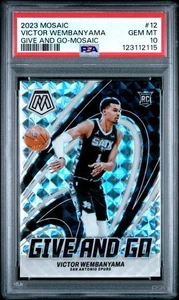 Mosaico Give and Go 2023 Prizm Victor Wembanyama novato/PSA 10 GEMA COMO NUEVO - Imagen 1 de 3