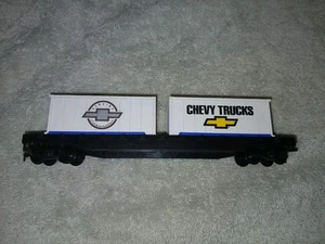 HO Model Power 51' Flat Car W/2-20 Containers Chevy Trucks Chevrolet - Picture 1 of 8